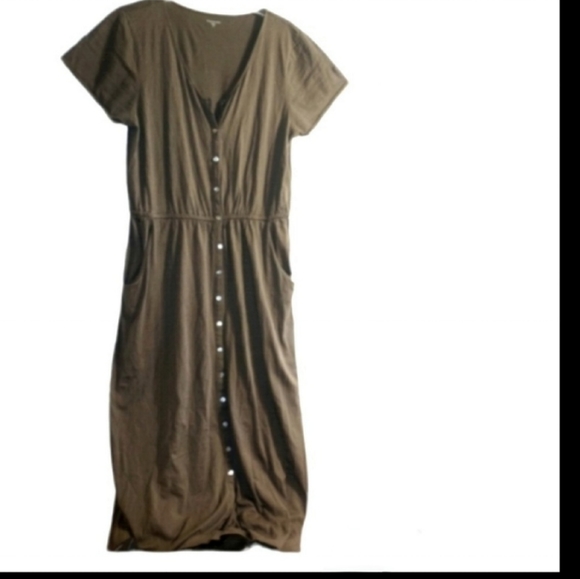 Hill Dresses Hill Olive Long Shirt Dress Buttoned